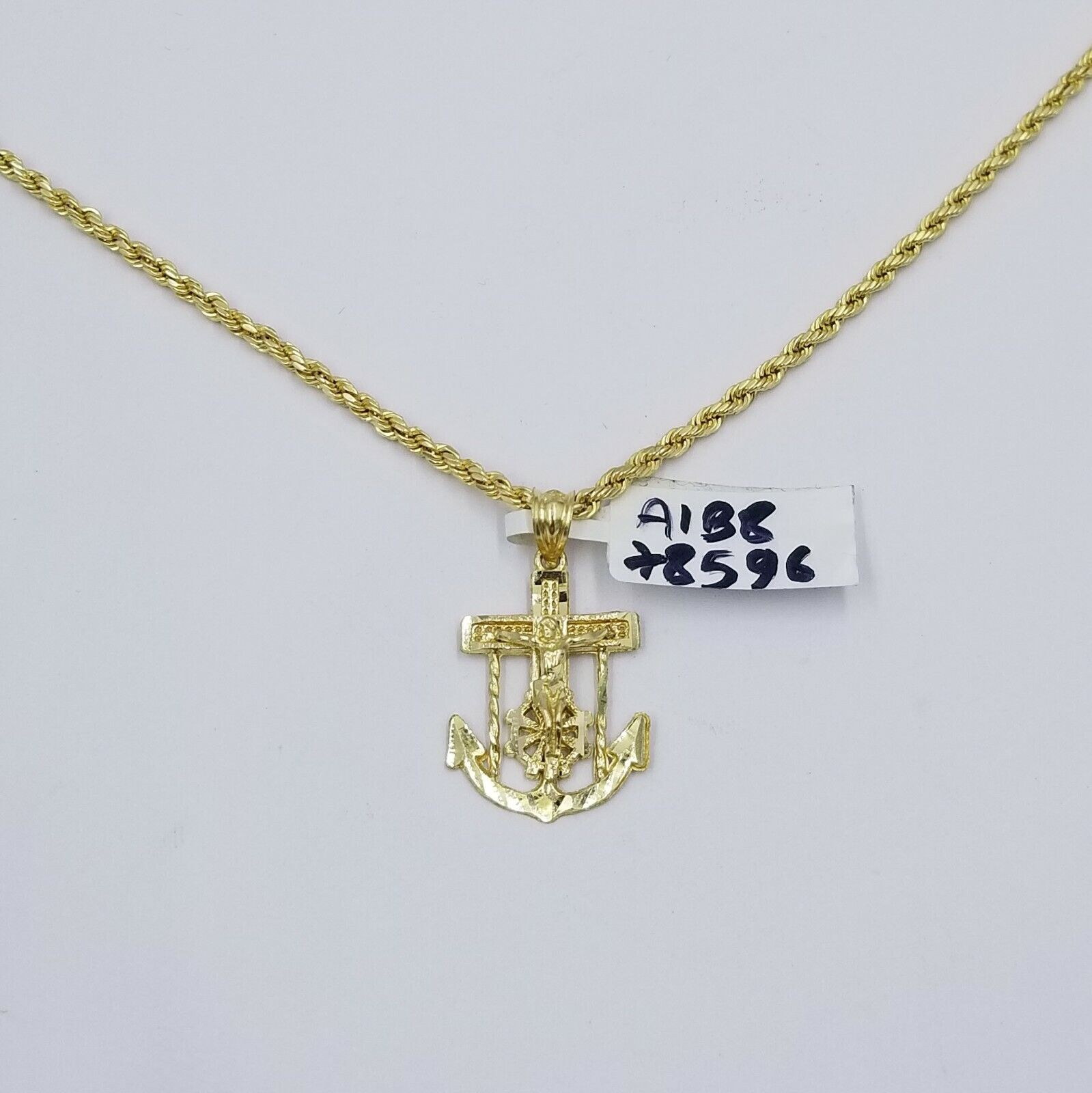 10k Gold Anchor Pendent Rope Chain 2.5mm 18" 20" 22" 24" 26" 10kt Necklace Cham - GoldenlinQ